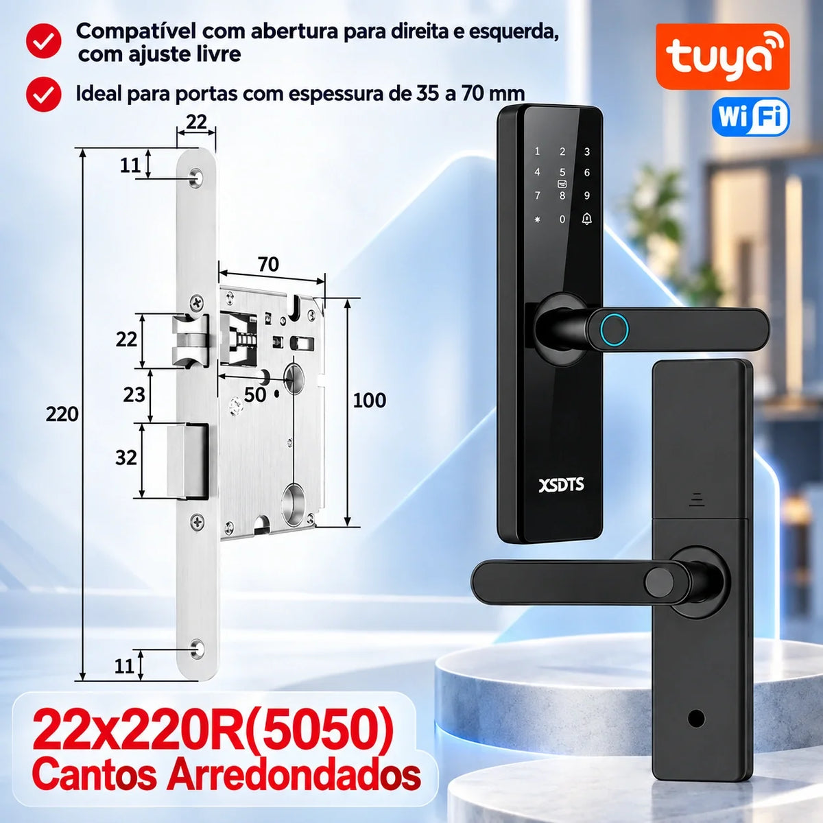 Fechadura Inteligente Biométrica Tuya WiFi