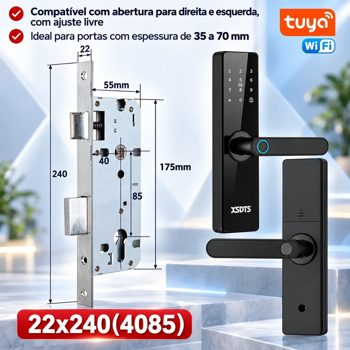 Fechadura Inteligente Biométrica Tuya WiFi
