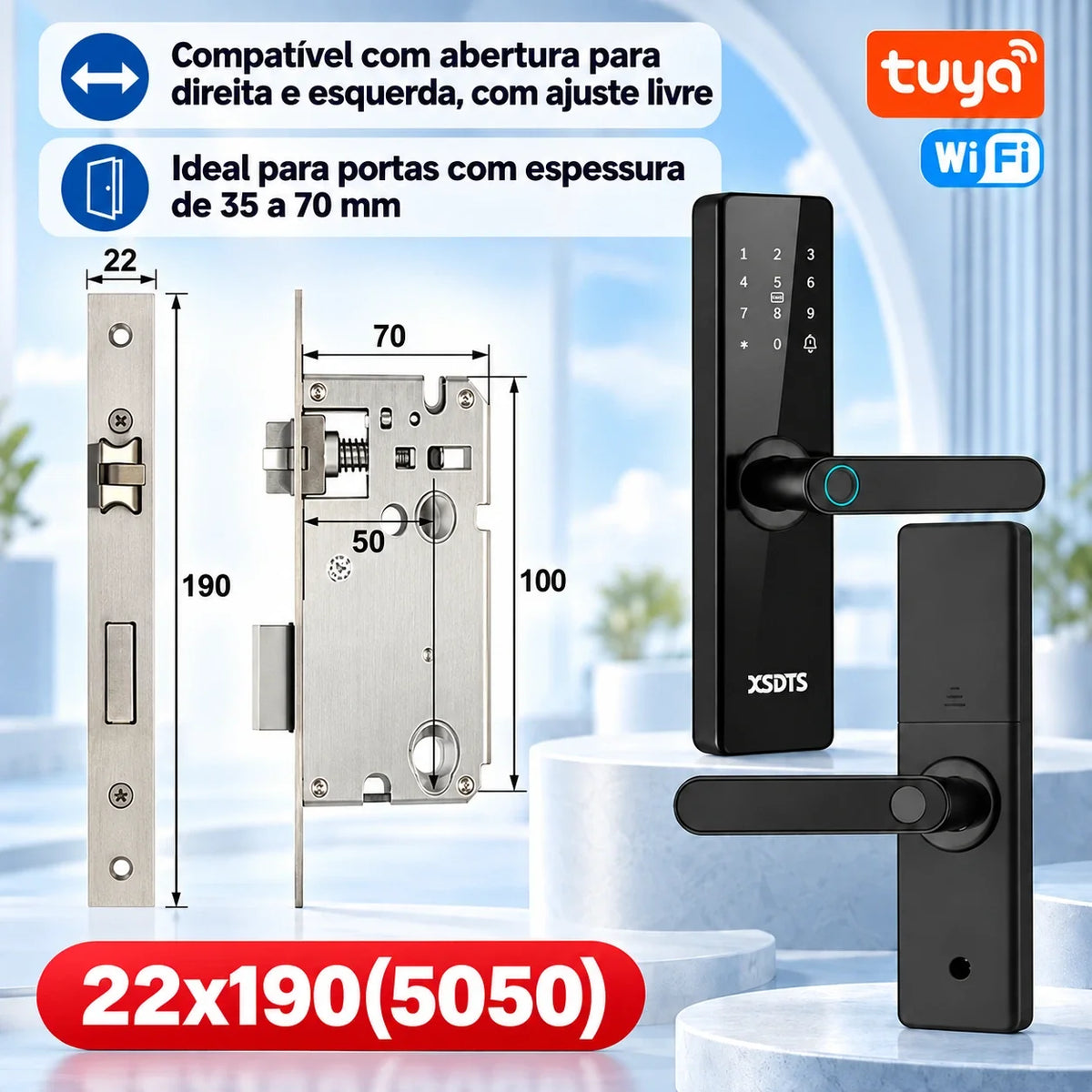 Fechadura Inteligente Biométrica Tuya WiFi