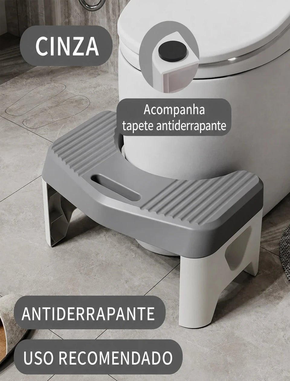 Banquinho Apoio para Pés no Banheiro