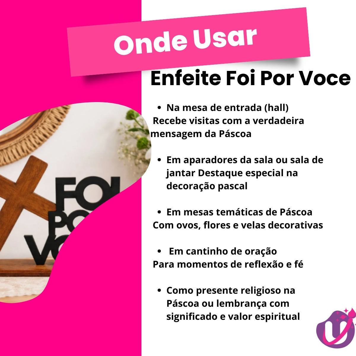 Enfeite Decorativo de Páscoa 'Foi Por Você' em MDF