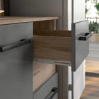 Cozinha Compacta Modulada Suspensa 7 Portas 2 Gavetas Juliete Cinza/Carvalho Nature/Chumbo Carvalho Nature/Chumbo