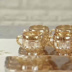 Conjunto de Xícaras Âmbar Luxo Cristal Dourado 260ml