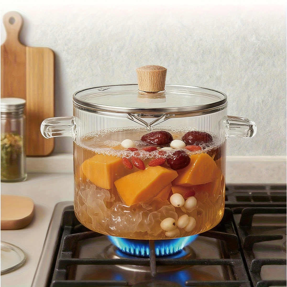 Panela de Vidro Transparente com Alças Duplas