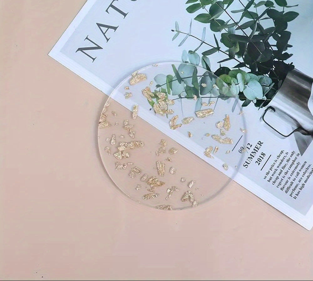 Conjunto de Bases para Copos com Design de Folha Dourada