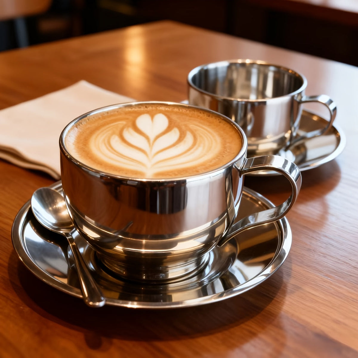 Conjunto de 3 Xícaras de Café em Aço Inoxidável 304 com Isolamento Duplo