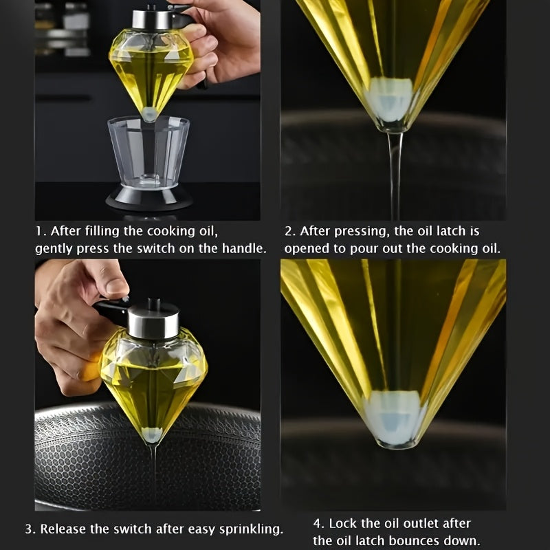 Dispenser de Mel de Vidro 200ml com Padrão Diamante