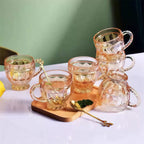 Conjunto de Xícaras Âmbar Luxo Cristal Dourado 260ml