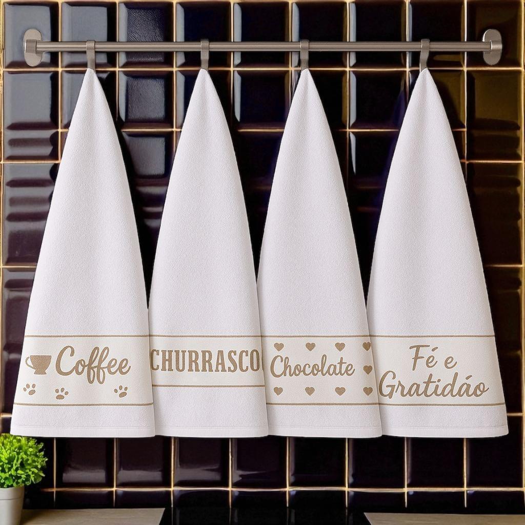 Kit de Toalhas Decorativas 100% Algodão com Frases Inspiradoras