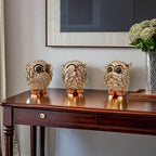 Estatuetas Decorativas de Coruja 'Não Veja, Não Ouça, Não Fale'