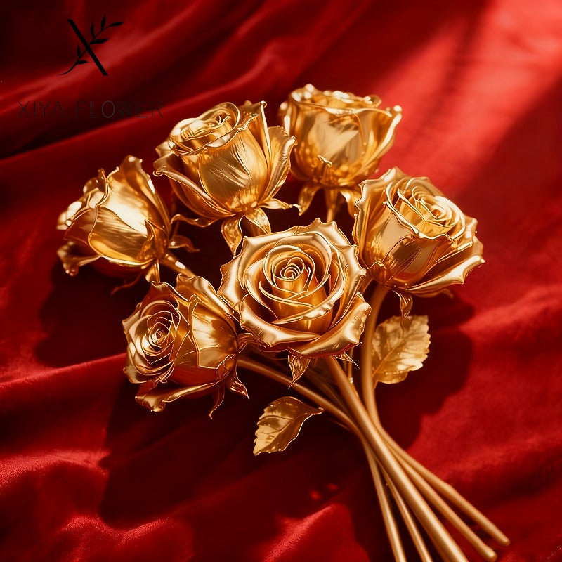 Arranjo de Rosas Douradas Artificiais