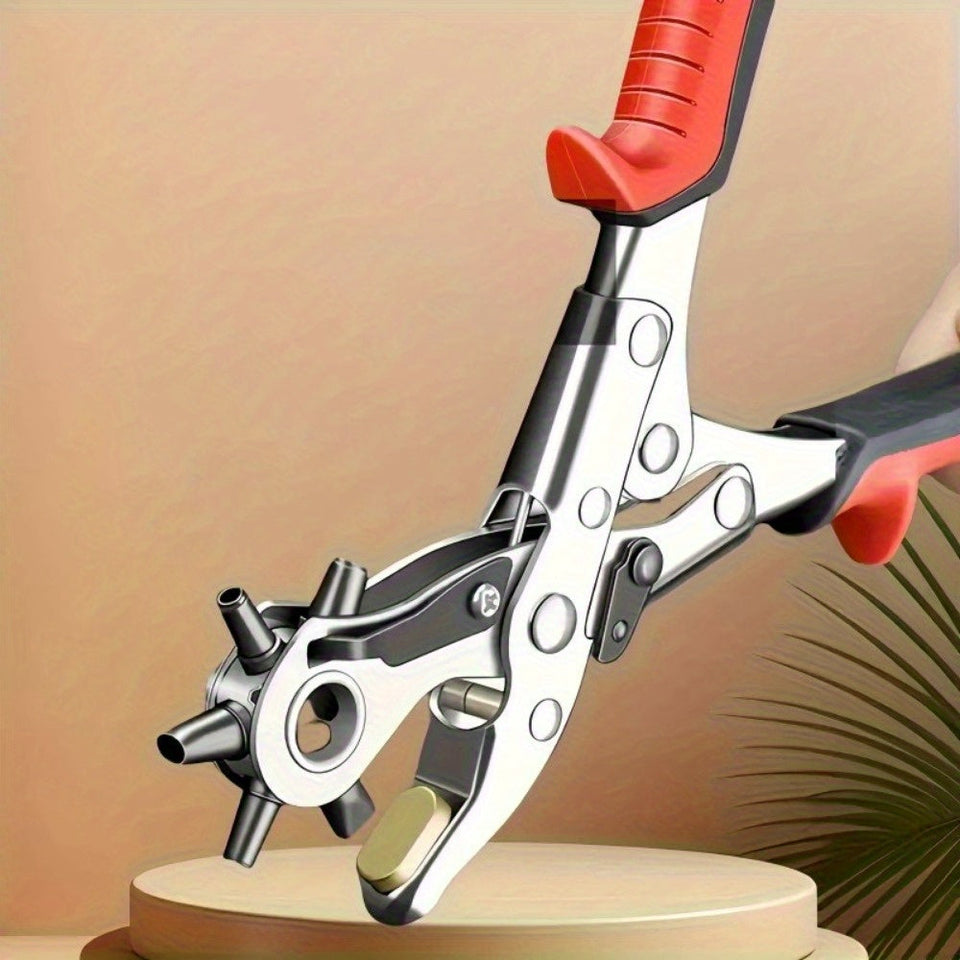 Furador de Couro Rotativo com Cabo Ergonômico e Kit Multi-Tamanho