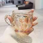 Conjunto de Xícaras Âmbar Luxo Cristal Dourado 260ml