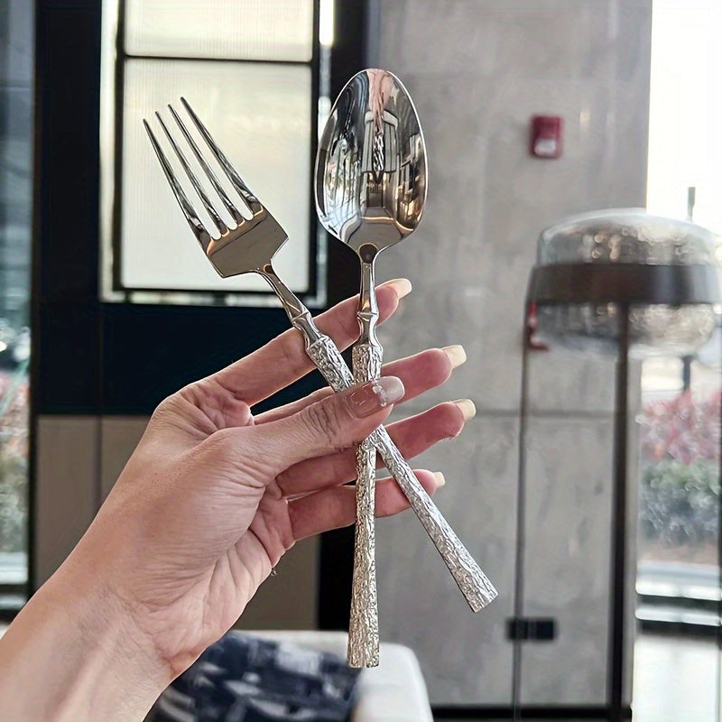 Conjunto de Talheres Martelados em Aço Inox