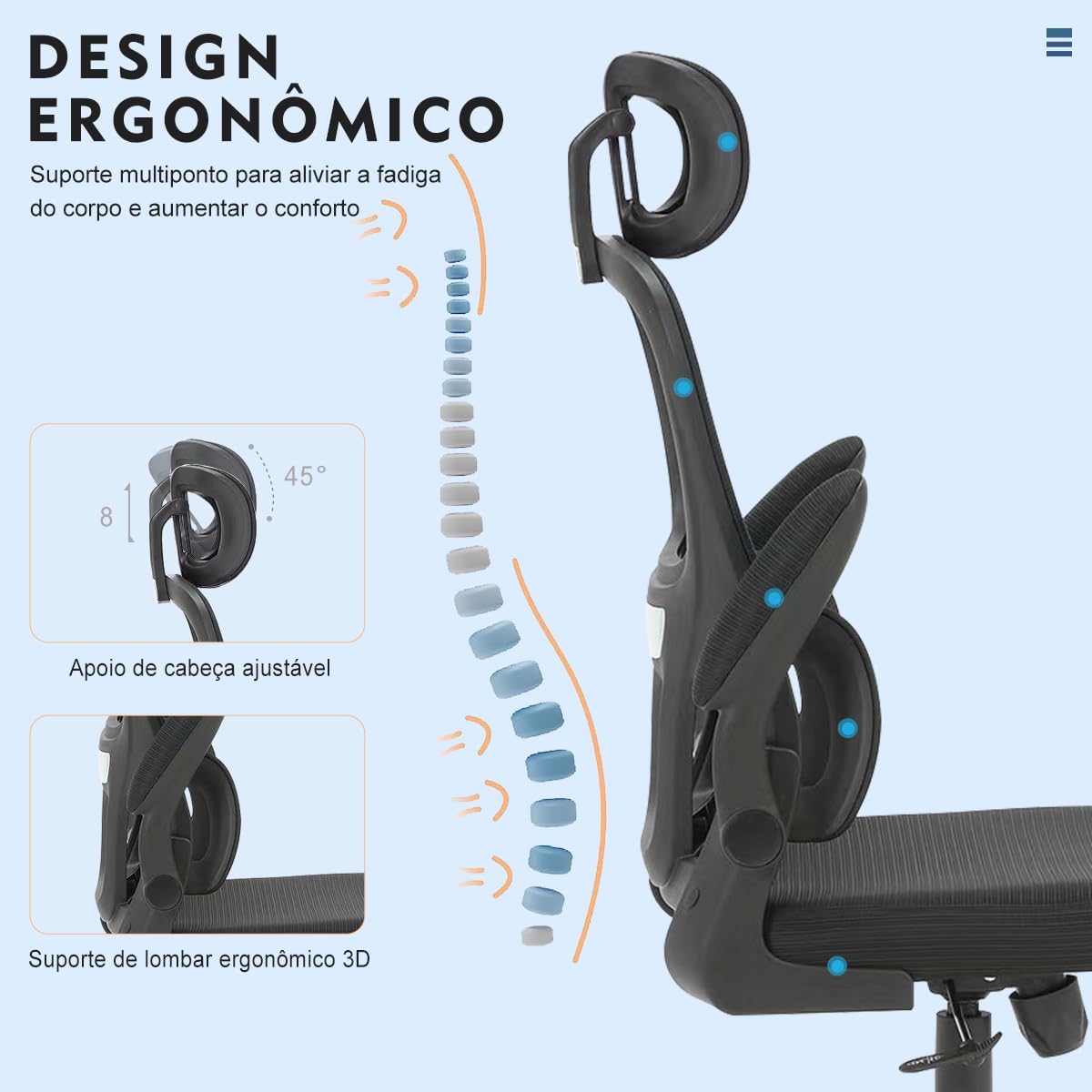 Cadeira de escritório com design ergonômico