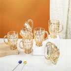Conjunto de Xícaras Âmbar Luxo Cristal Dourado 260ml