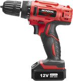 Furadeira e Parafusadeira à Bateria, Mondial, Vermelho, Bivolt - FPF-06M