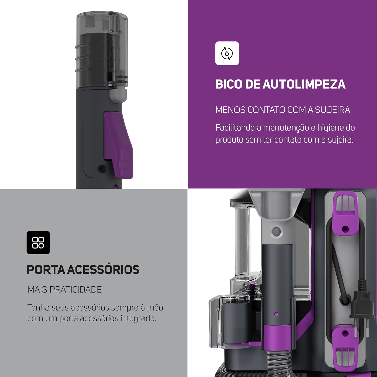 WAP Extratora Portátil Spot Cleaner W3, 3 em 1, Borrifa, Esfrega e Extrai, com Sistema de Autolimpeza, 1450W 127V