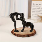 Escultura Minimalista de Amizade Humano e Cão