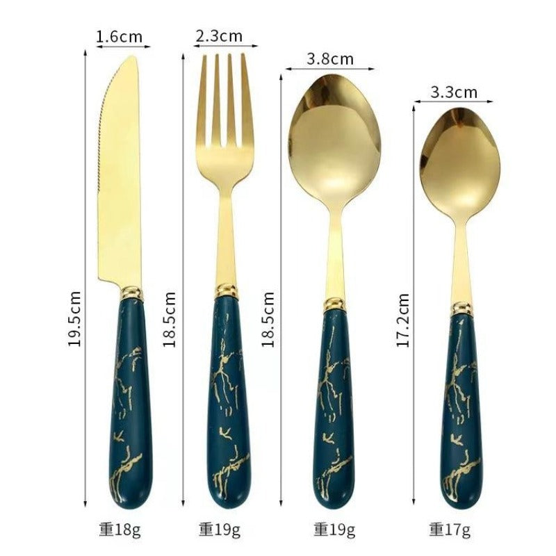 Conjunto de Talheres de Aço Inoxidável Luxo 24 Peças