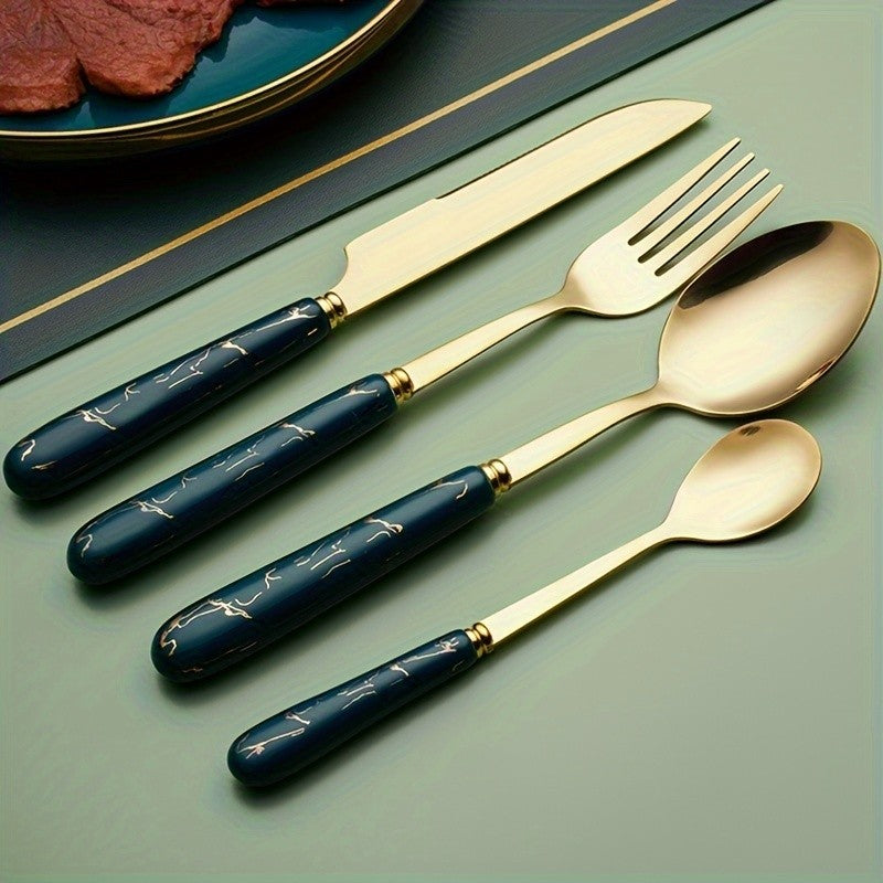 Conjunto de Talheres de Aço Inoxidável Luxo 24 Peças