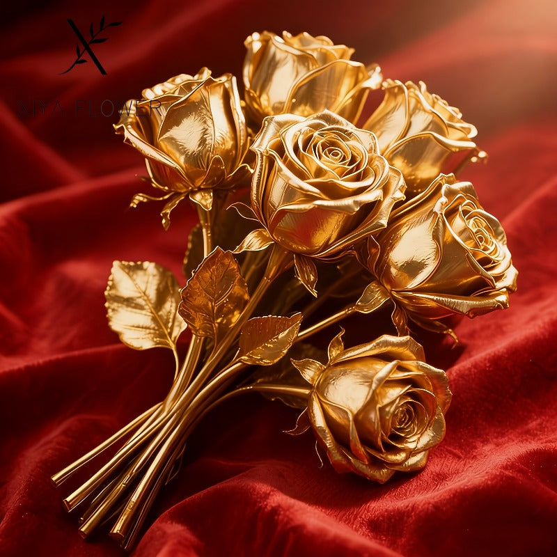 Arranjo de Rosas Douradas Artificiais