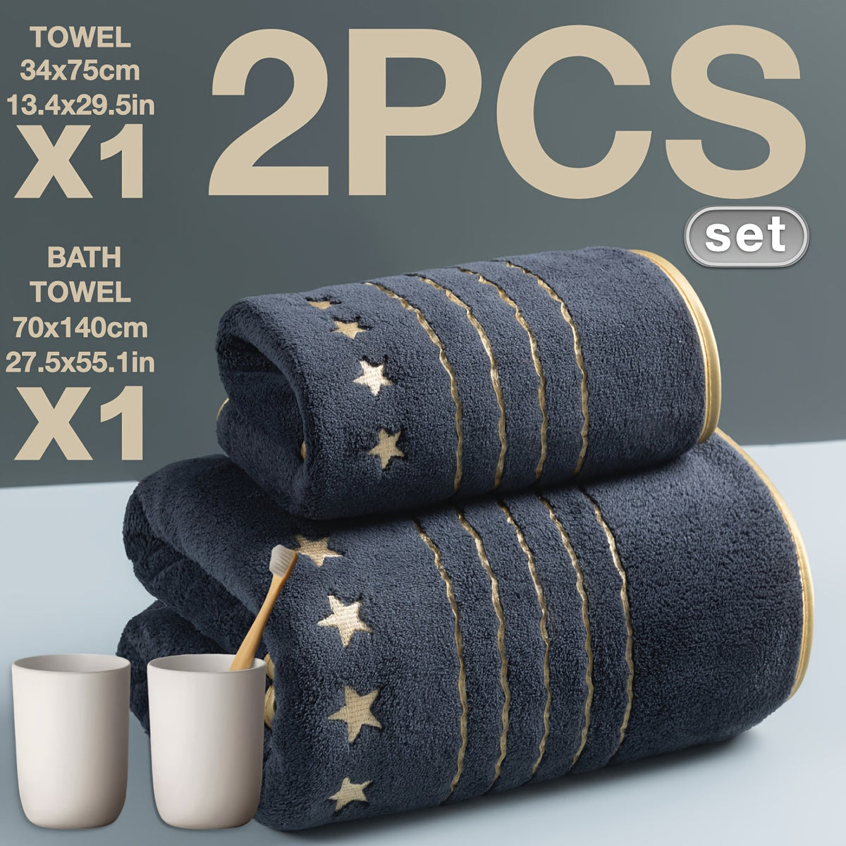 Toalhas Luxuosas com Detalhes Dourados