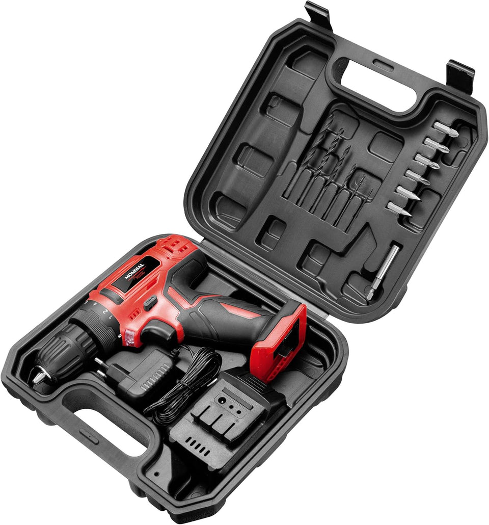 Furadeira e Parafusadeira à Bateria, Mondial, Vermelho, Bivolt - FPF-06M