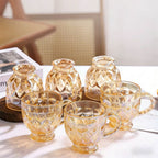 Conjunto de Xícaras Âmbar Luxo Cristal Dourado 260ml