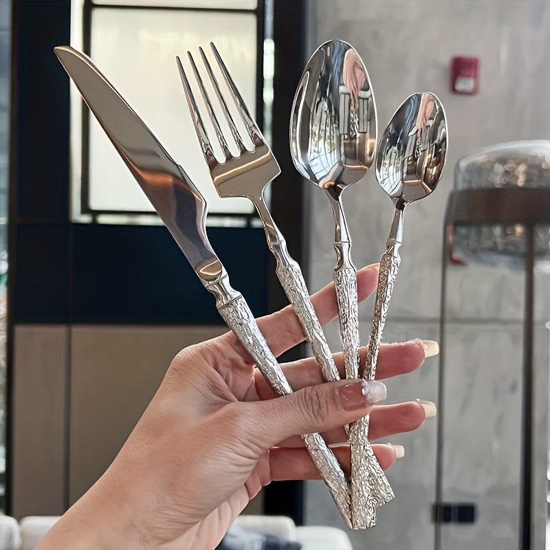 Conjunto de Talheres Martelados em Aço Inox