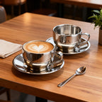 Conjunto de 3 Xícaras de Café em Aço Inoxidável 304 com Isolamento Duplo