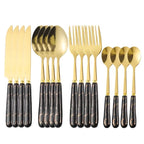Conjunto de Talheres de Aço Inoxidável Luxo 24 Peças