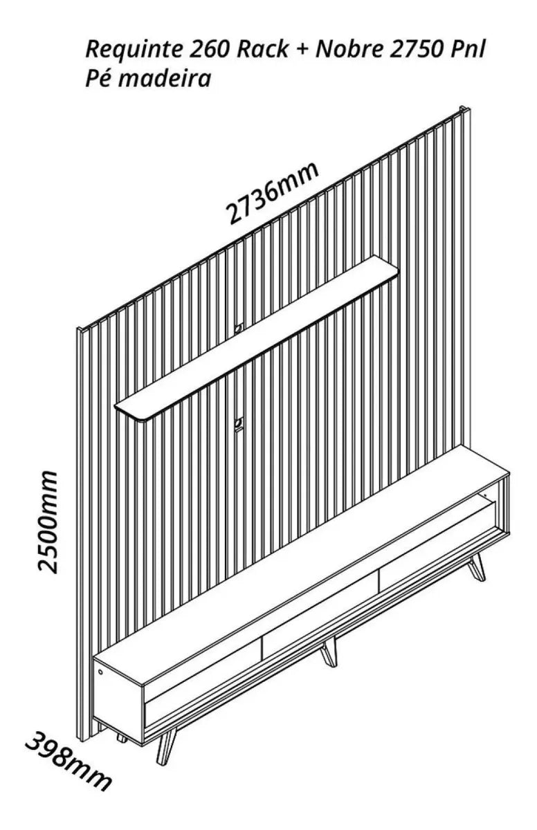 Rack Com Painel Para Tv Até 85 Polegadas Led 3 De