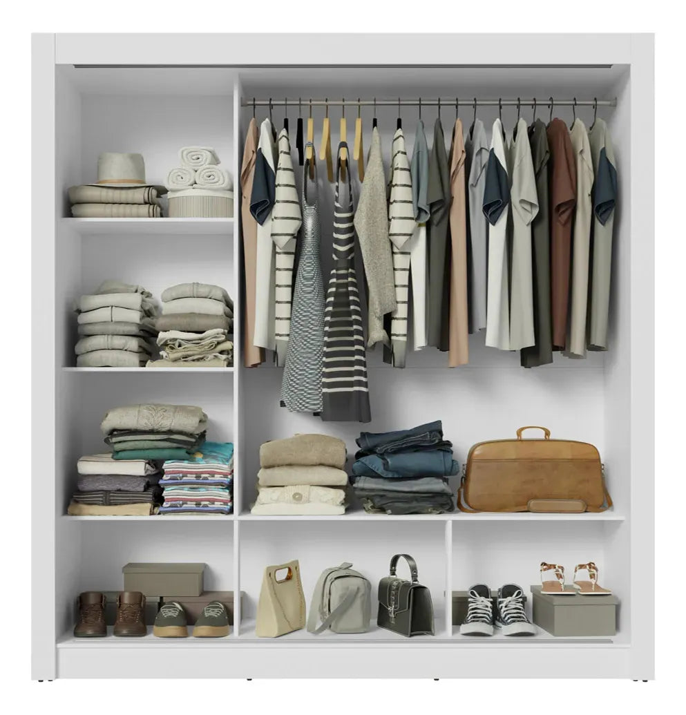 Guarda Roupa Casal Madesa Mônaco 3 Portas Correr Espelho Cor Branco 1093D81E