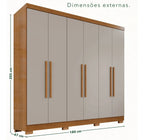 Guarda-roupa Casal 6 Portas 2 Gavetas França Espresso Móveis cor cinamomo off-white