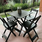 Mesa Dobrável Bistro 70x70 com 4 Cadeiras Madeira Maciça