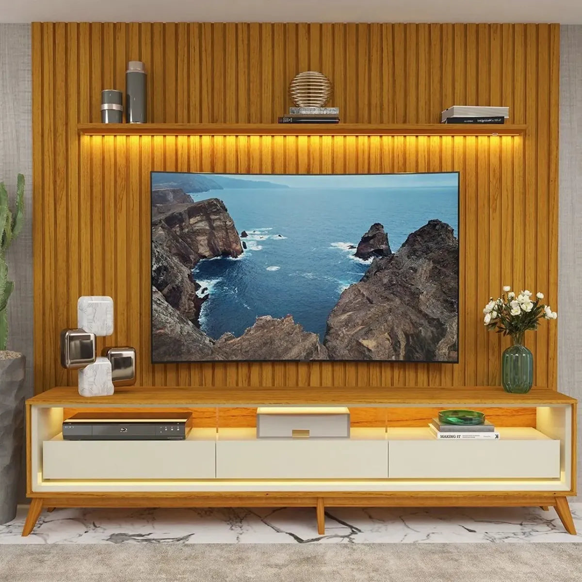 Rack Com Painel Para Tv Até 85 Polegadas Led 3 De