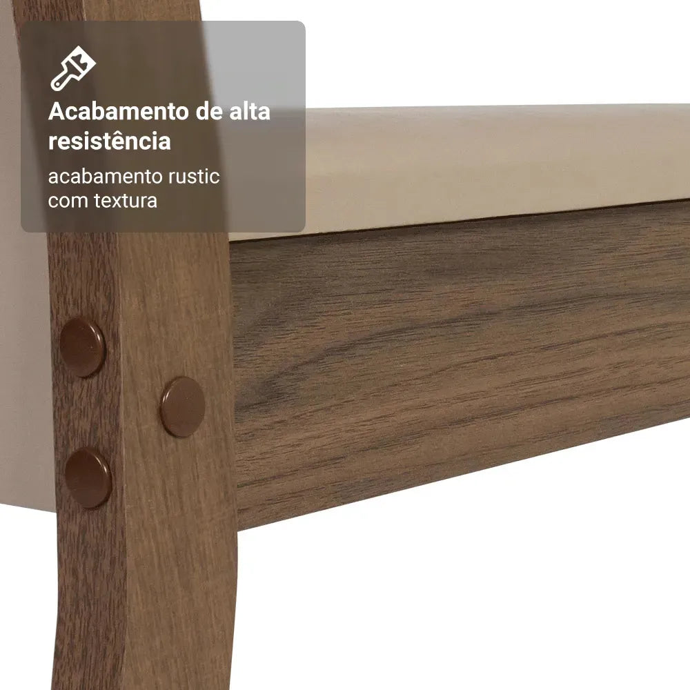 Kit 4 Cadeiras de Jantar Estofada Madesa Rustic/crema/pérola