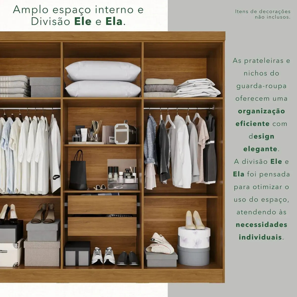 Guarda-roupa Casal 6 Portas 2 Gavetas França Espresso Móveis cor cinamomo off-white