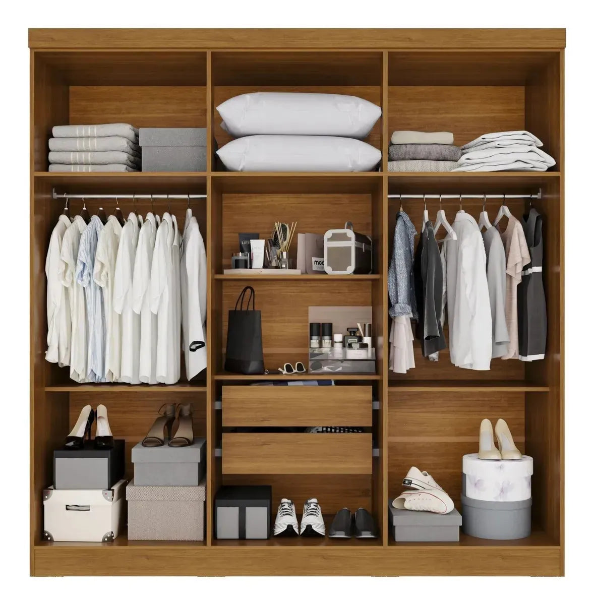 Guarda-roupa Casal 6 Portas 2 Gavetas França Espresso Móveis cor cinamomo off-white