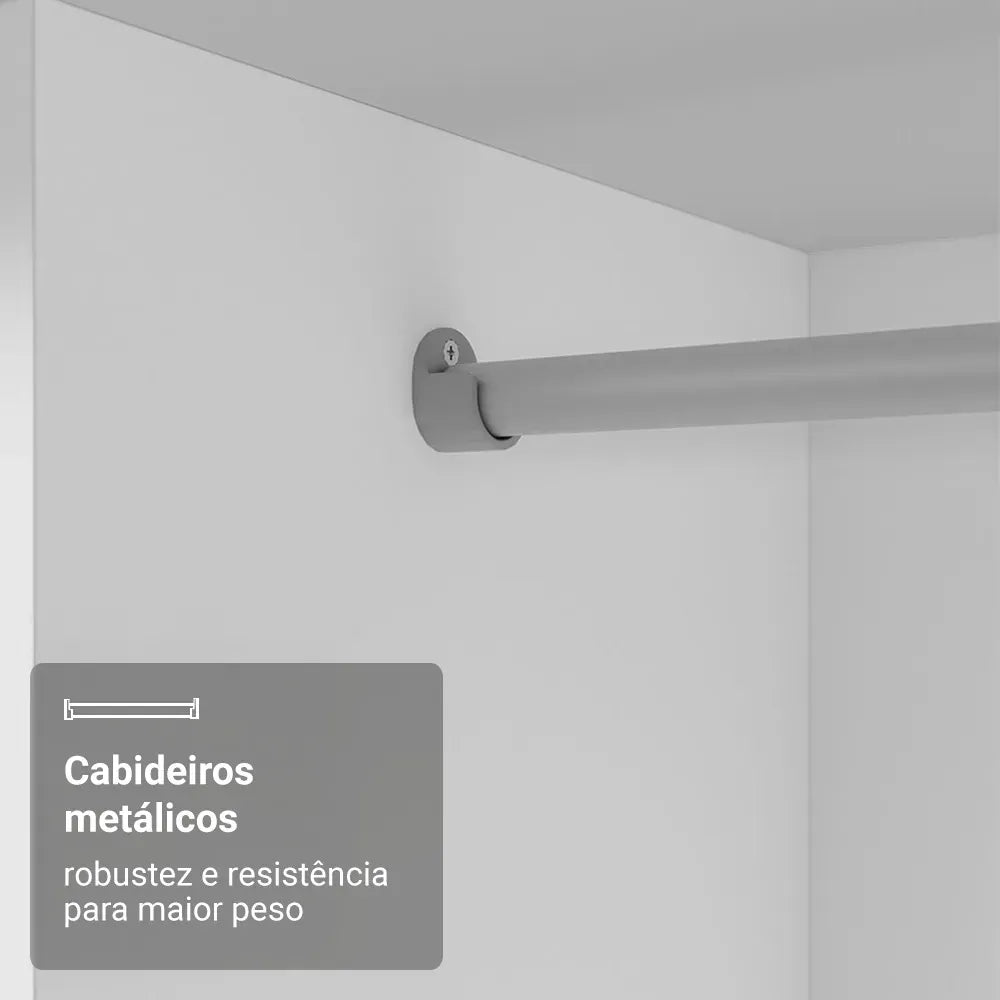 Guarda Roupa Casal Madesa Mônaco 3 Portas Correr Espelho Cor Branco 1093D81E
