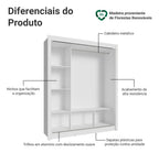 Guarda Roupa Casal Madesa Mônaco 3 Portas Correr Espelho Cor Branco 1093D81E