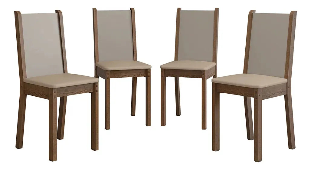 Kit 4 Cadeiras de Jantar Estofada Madesa Rustic/crema/pérola