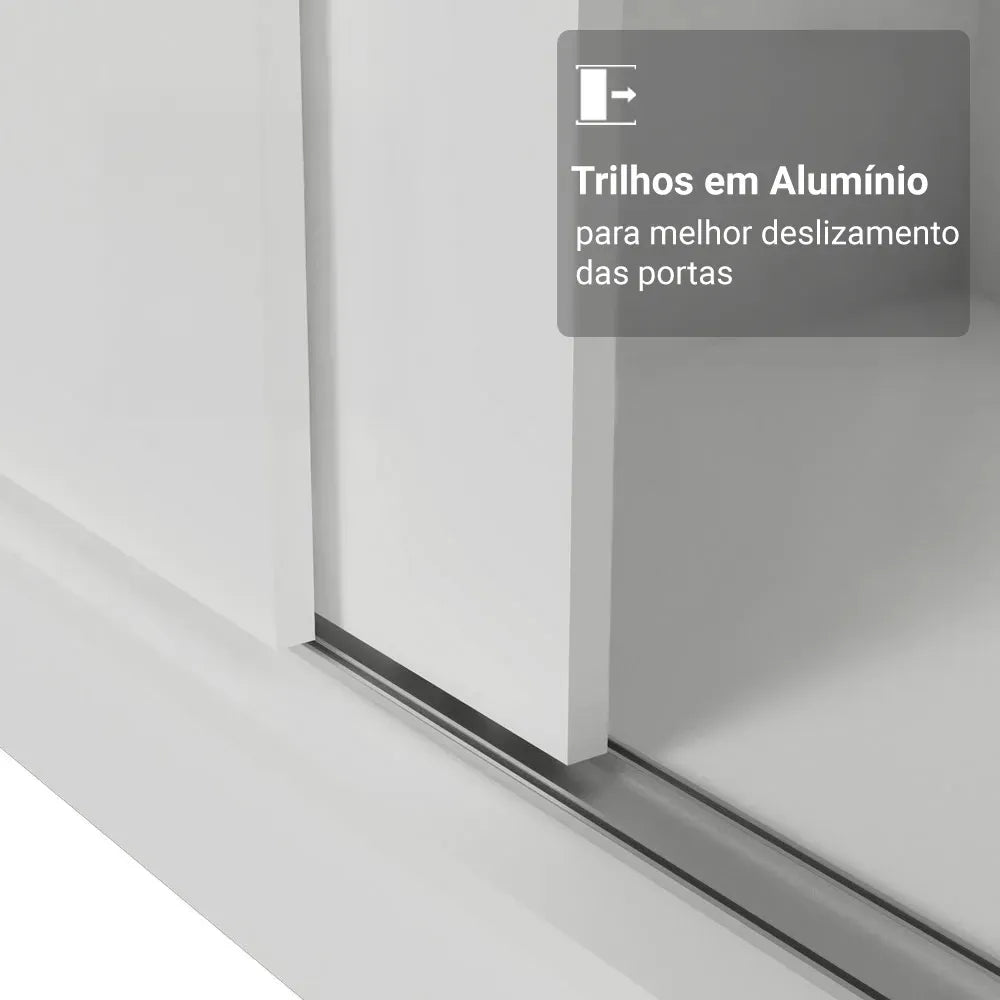 Guarda Roupa Casal Madesa Mônaco 3 Portas Correr Espelho Cor Branco 1093D81E