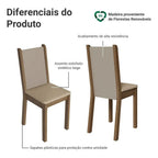Kit 4 Cadeiras de Jantar Estofada Madesa Rustic/crema/pérola