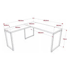 Mesa de Escritório em L Estilo Industrial 1,50mX1,50m Kuadra