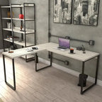 Mesa de Escritório em L Estilo Industrial 1,50mX1,50m Kuadra