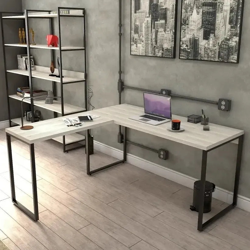 Mesa de Escritório em L Estilo Industrial 1,50mX1,50m Kuadra