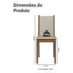 Kit 4 Cadeiras de Jantar Estofada Madesa Rustic/crema/pérola