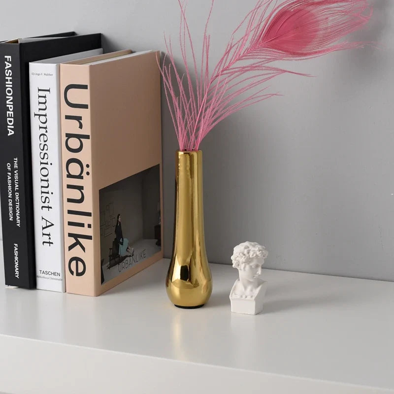 Vaso de Cerâmica Luxo Dourado para Decoração